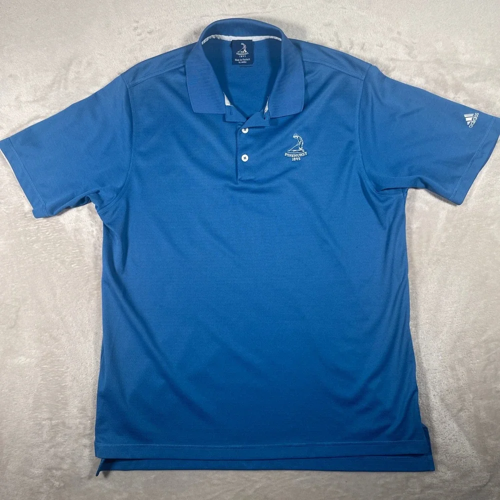 Pinehurst By Adidas Golf Polo Mens XL Blue Climalite Short Sleeve Textured Shirt